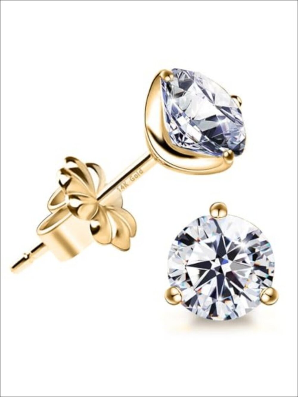 18K Gold Plated Silver CZ Stud Earrings